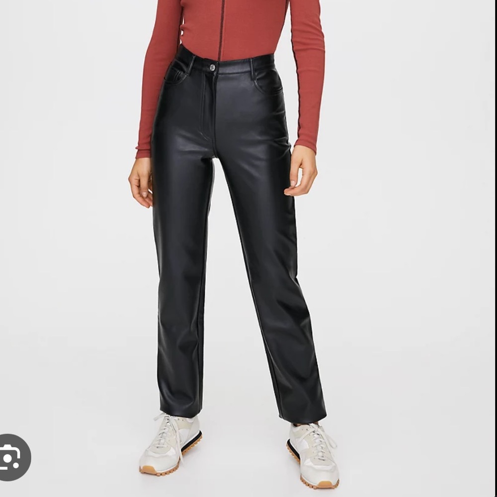 Aritzia Melina Pants Black Vegan Leather